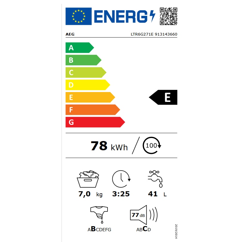 Masina de spalat cu incarcare superioara AEG LTR6G271E, 7 kg, 1200 rpm, clasa energetica E, ProSense, motor invertor, alb