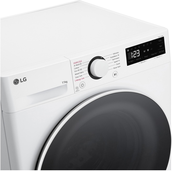 Masina de spalat rufe LG F4WR511S0W, 11 kg, 1400 rpm, Clasa A, Motor AI Direct Drive, TurboWash, Smart Diagnosis, Alb