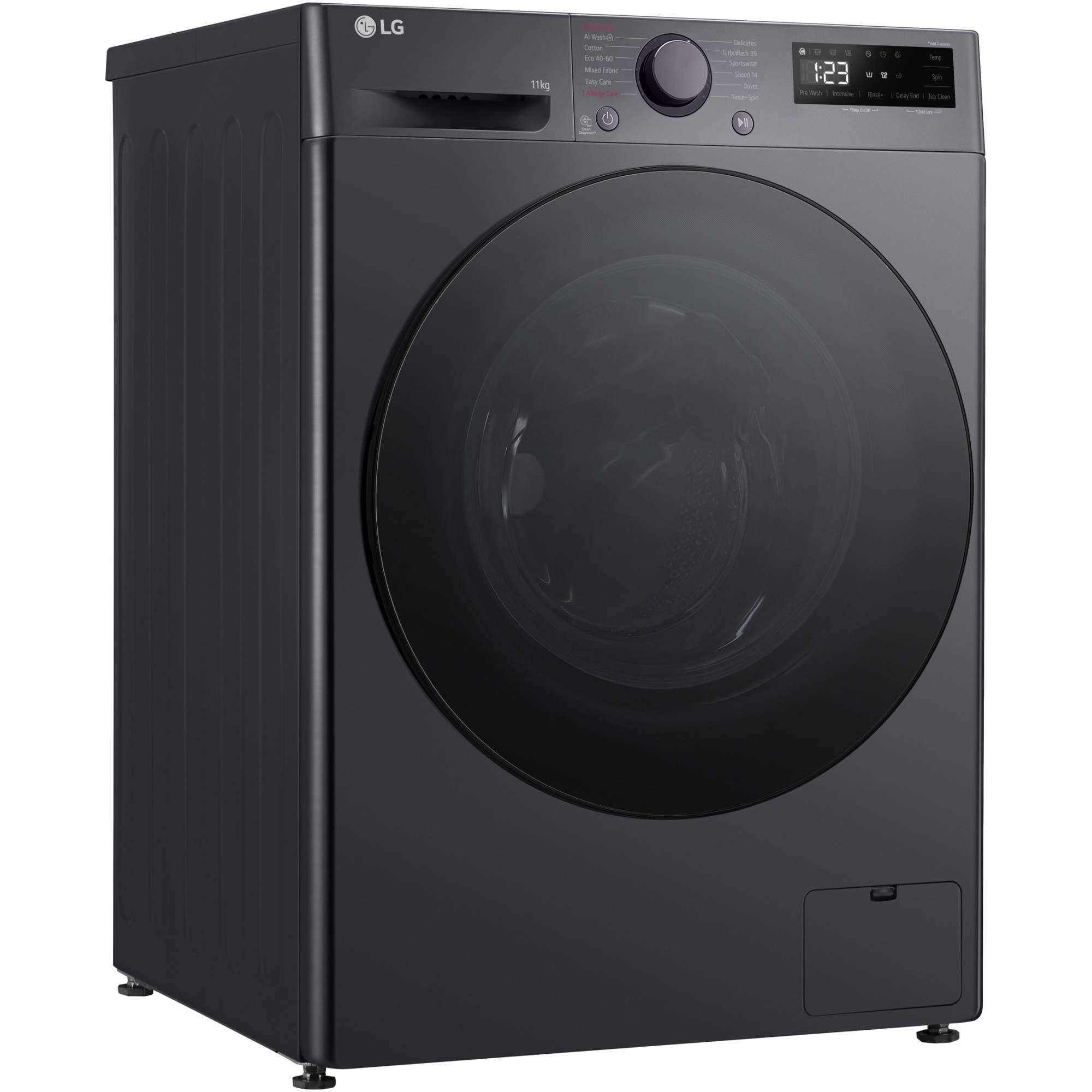 Masina de spalat rufe LG F4WR511S2M, 11 kg, 1400 rpm, Clasa A, Motor AI Direct Drive, TurboWash, Smart Diagnosis, Negru