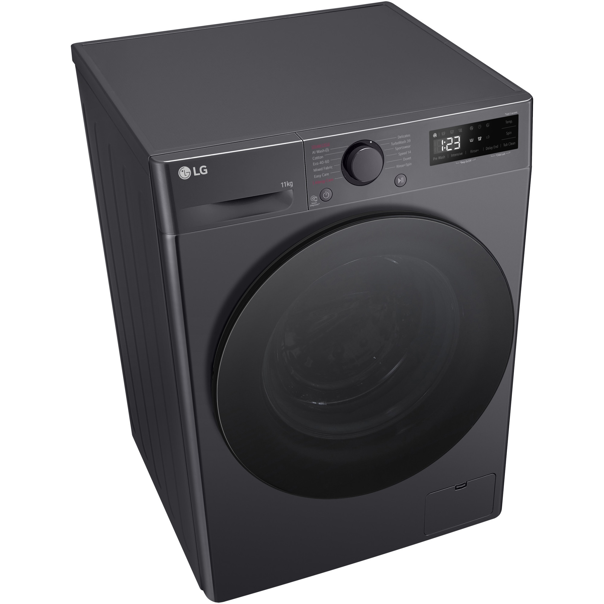 Masina de spalat rufe LG F4WR511S2M, 11 kg, 1400 rpm, Clasa A, Motor AI Direct Drive, TurboWash, Smart Diagnosis, Negru