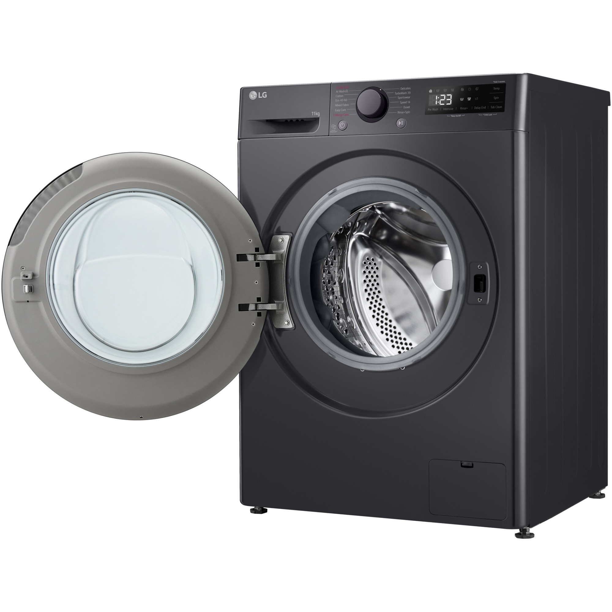 Masina de spalat rufe LG F4WR511S2M, 11 kg, 1400 rpm, Clasa A, Motor AI Direct Drive, TurboWash, Smart Diagnosis, Negru
