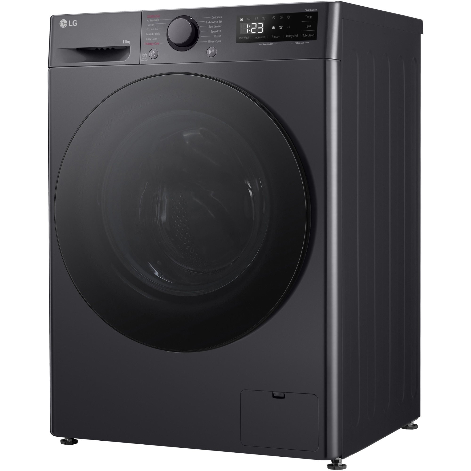 Masina de spalat rufe LG F4WR511S2M, 11 kg, 1400 rpm, Clasa A, Motor AI Direct Drive, TurboWash, Smart Diagnosis, Negru
