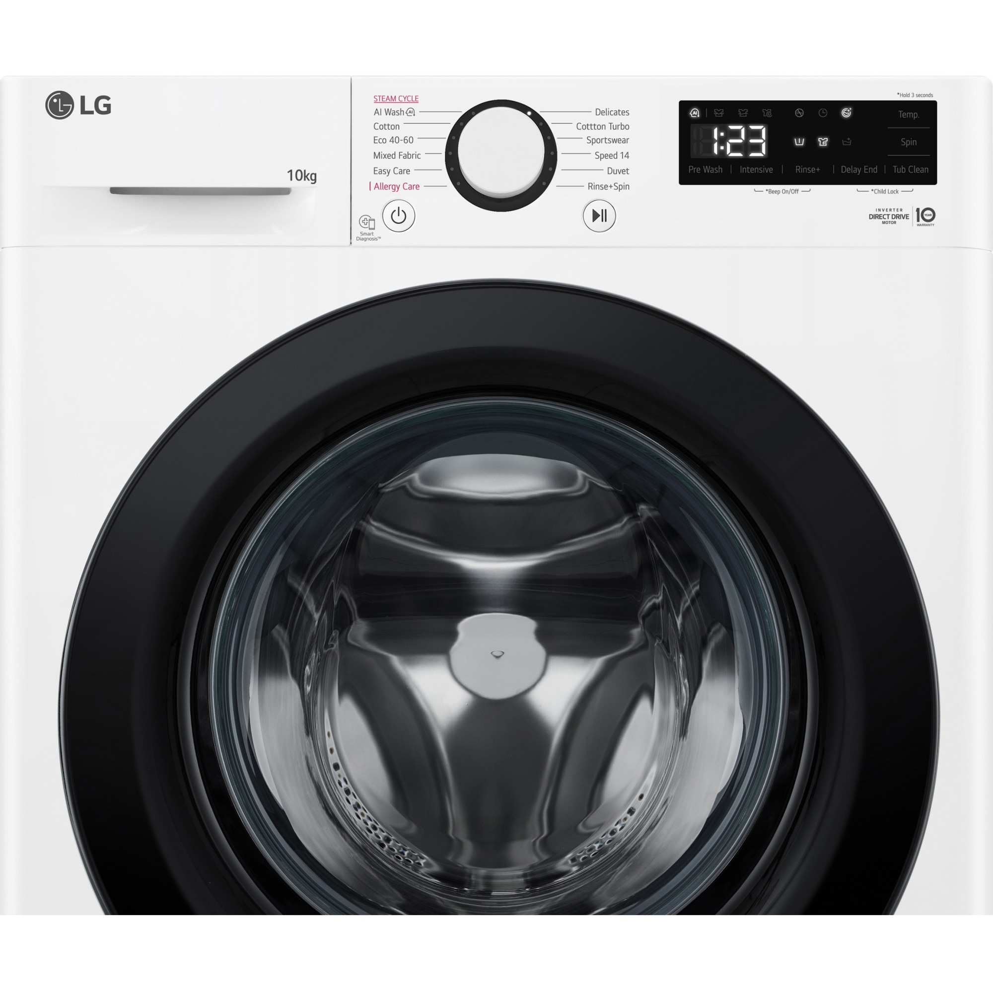 Masina de spalat rufe LG F4WR510SBW, 10 kg, 1400 RPM, Clasa A, Inverter Direct Drive, Steam, Smart Diagnosis, AI DD, AI Wash, Alb
