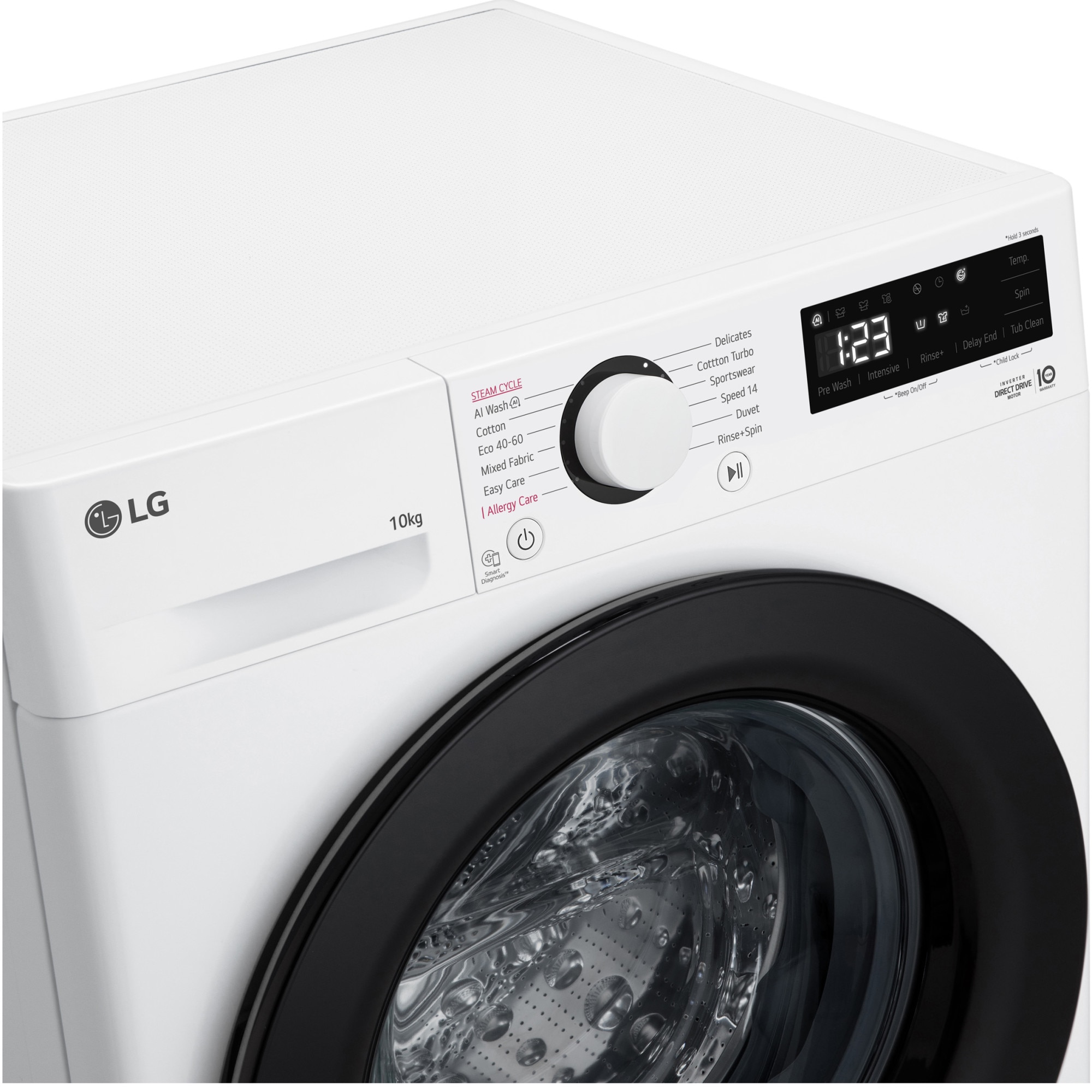Masina de spalat rufe LG F4WR510SBW, 10 kg, 1400 RPM, Clasa A, Inverter Direct Drive, Steam, Smart Diagnosis, AI DD, AI Wash, Alb