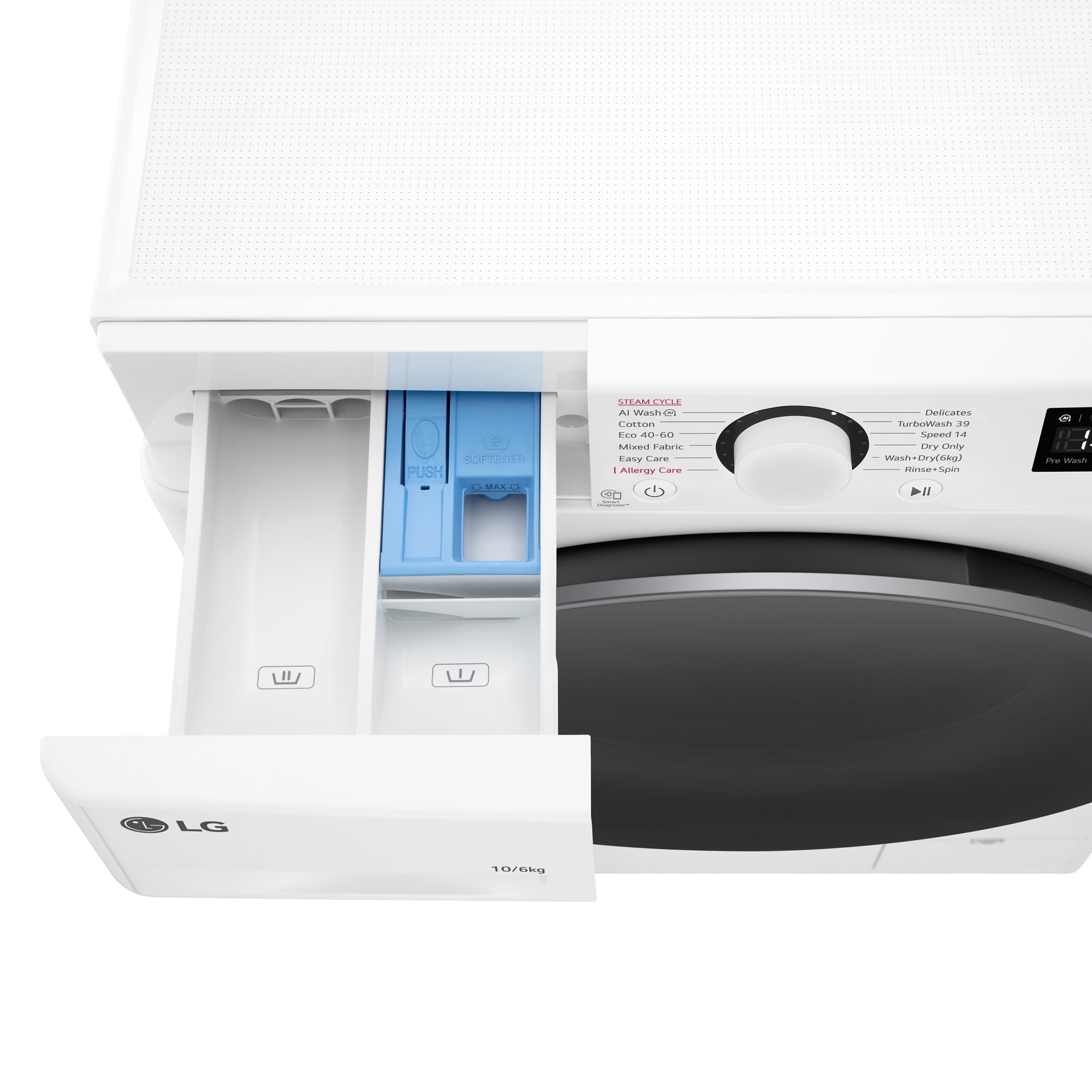 Masina de spalat rufe cu uscator LG F4DR510S1W, 10 kg spalare, 6 kg uscare, Clasa A, Abur, TurboWash360°, Diagnostic inteligent, Alb