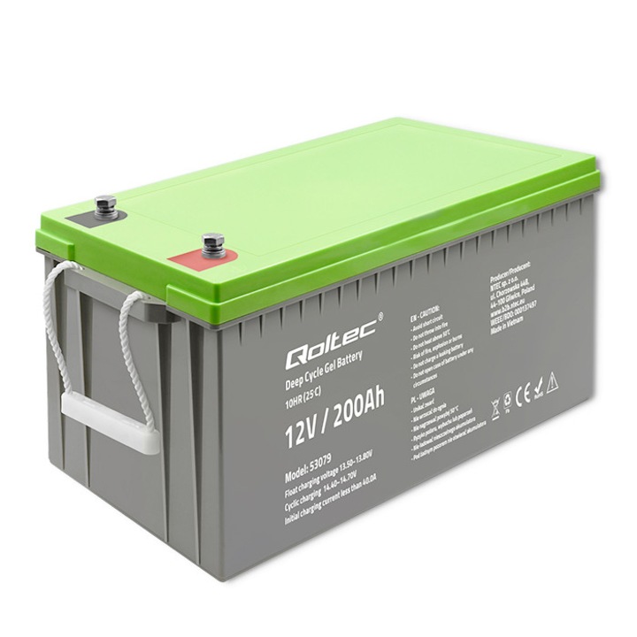 Гелова батерия Qoltec Deep Cycle, 12V, 200 Ah, 199762440