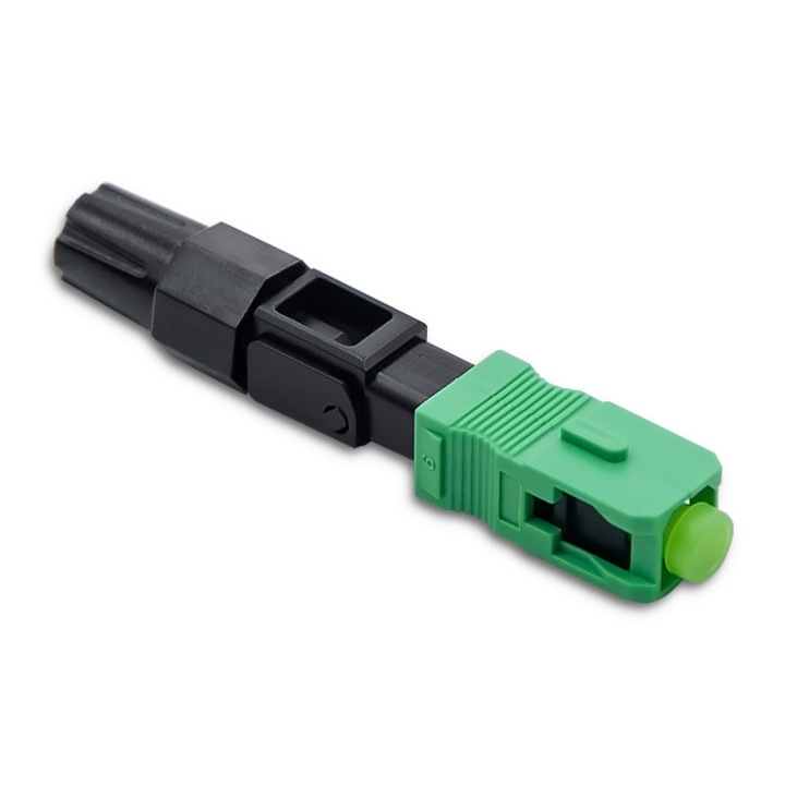 Conector rapid pentru fibra optica Qoltec SC/APC, Singlemode, 3.0 mm, Negru/Verde
