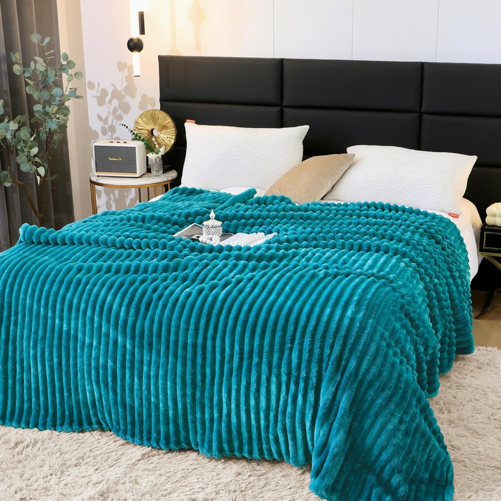 Пухкаво одеяло cocolino с райета, двойно легло, PCD-01, тюркоаз, 200 x 230 см