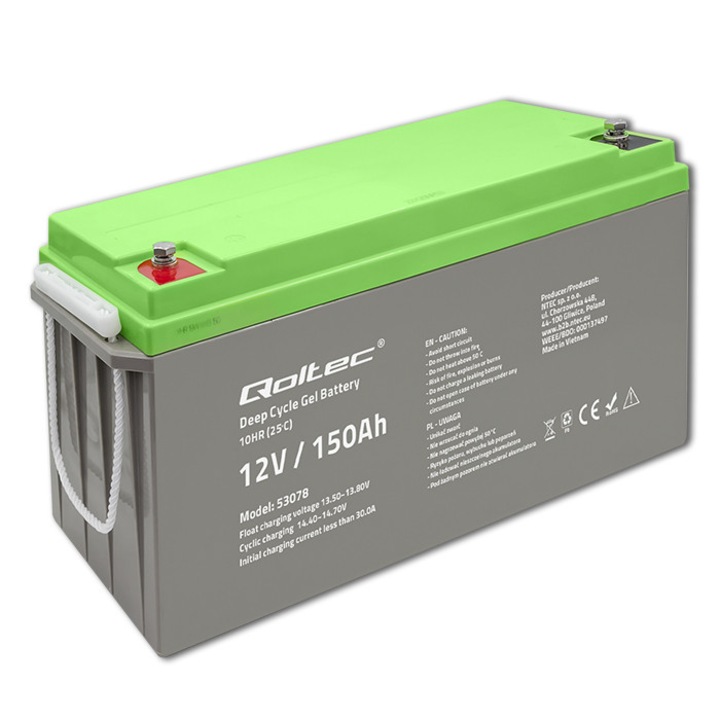 199762439 Гелова батерия Qoltec Deep Cycle | 12V | 150 Ah
