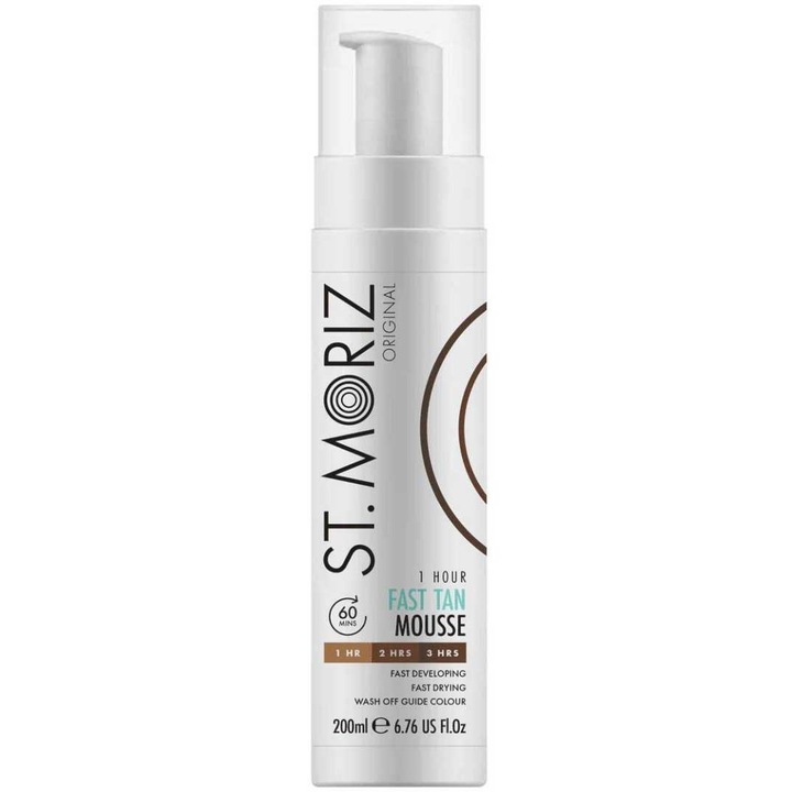 Professzionális önbarnító hab ST MORIZ gyors hatással 1 óra alatt, 2 óra, 3 óra, 200 ml