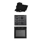 Pachet cuptor electric, plita gaz si hota decorativa Glam Iseo Black Studio Casa, 56 l, Clasa energetica A, 6 functii, 4 arzatoare gaz, Negru