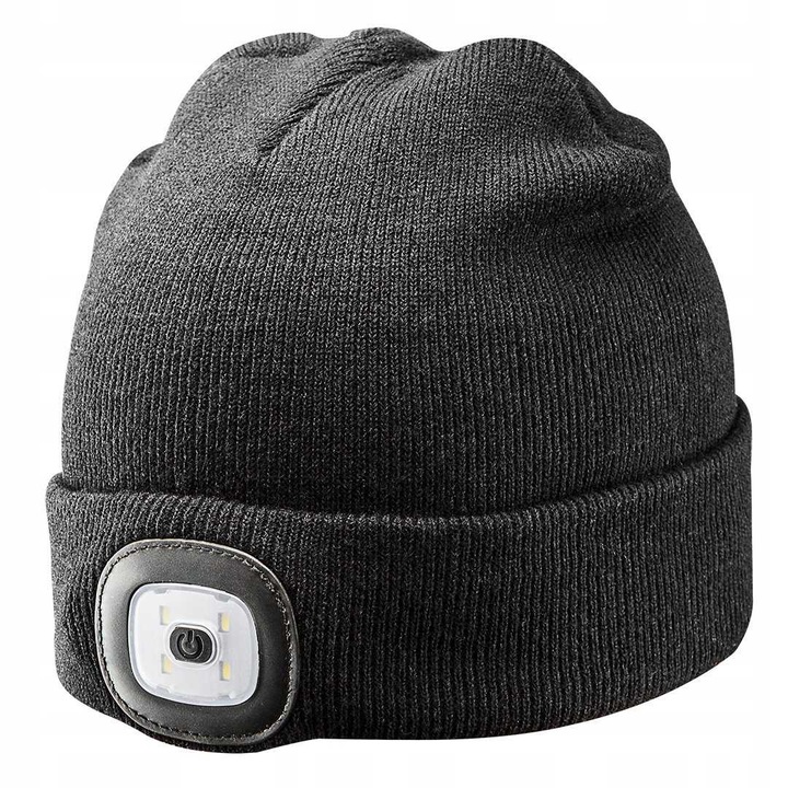 Kalap zseblámpával, Topex, LED, fekete, univerzális méret