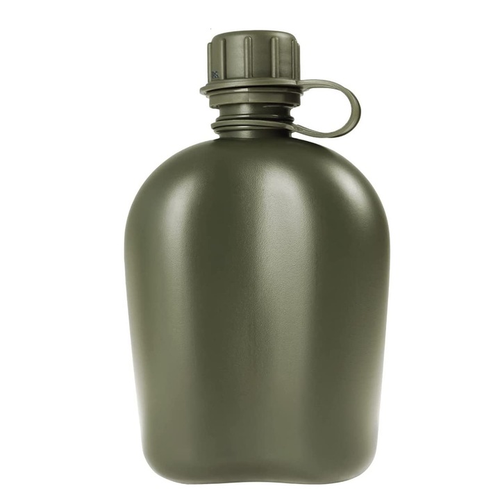 Recipient de apa militar, UBX®, pentru camping, 1 l, plastic, verde