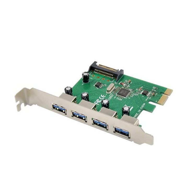 Placa PCIe, MicroConnec,t USB 3.0, Cu 4 porturi, Argintiu