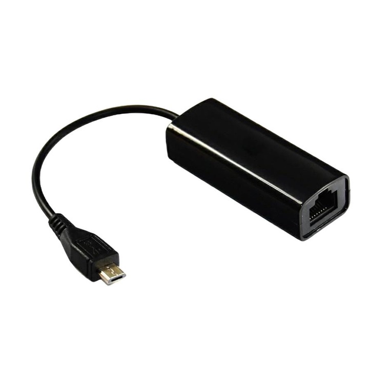 Micro-USB/Ethernet конвертор адаптер, MicroConnect, черен