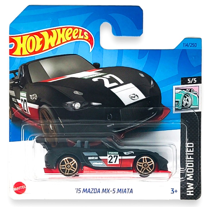 Masinuta metalica Hot Wheels, '15 Mazda MX-5 Miata, 1:64, Negru