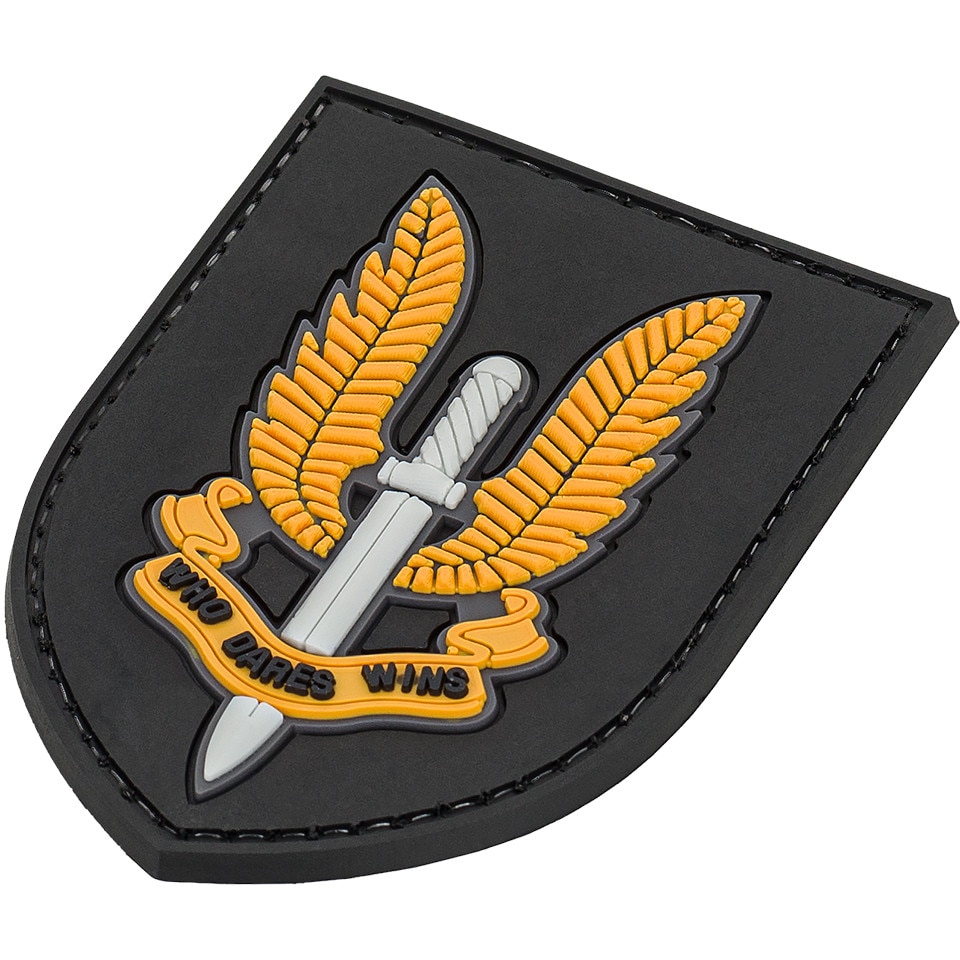 Glow In Dark SAS Who Dares Wins Tactical Patch - 3D PVC With Hook Fastener 3x2 Inch