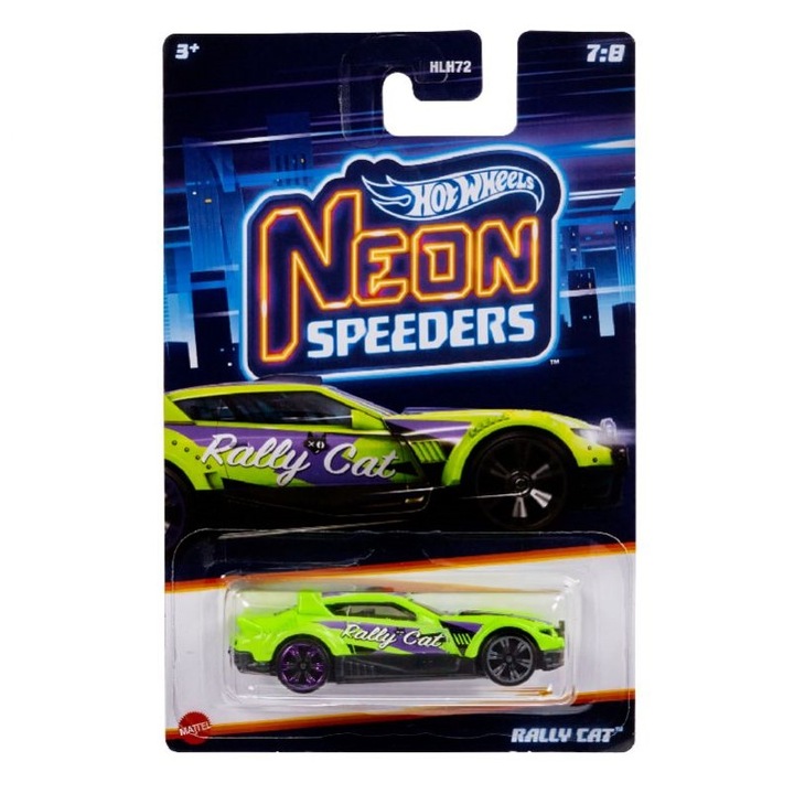 Hot Wheels metál autó, Neon Speeders, Rally Cat, 1:64, zöld