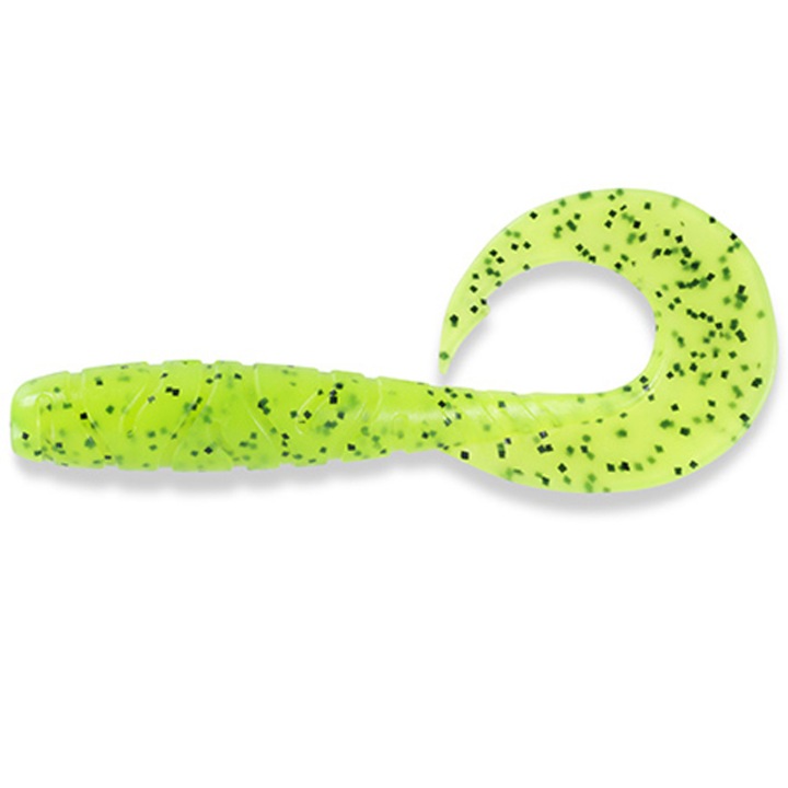Комплект от 4 меки примамки FishUp Mighty Grub 13.3cm 055 Chartreuse Black