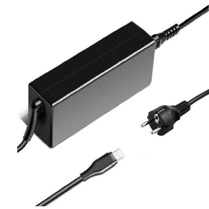 Hálózati adapter, CoreParts, USB-C, Fekete