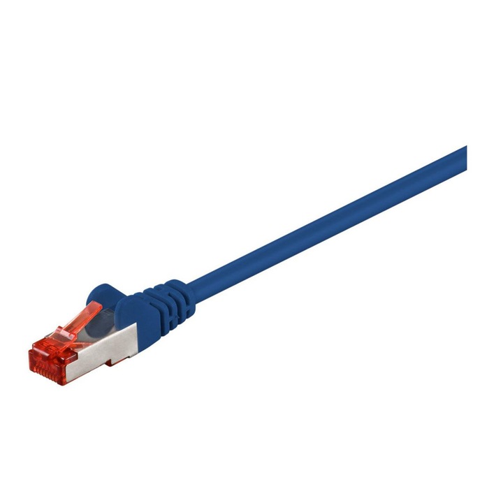 Cablu F/UTP CAT6 1.5m MicroConnect, PVC, albastru, ecranare foil