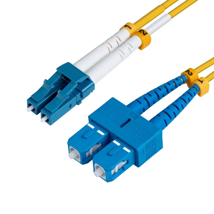 Cablu duplex MicroConnect LC/UPC-SC/UPC 5m, galben, 2mm