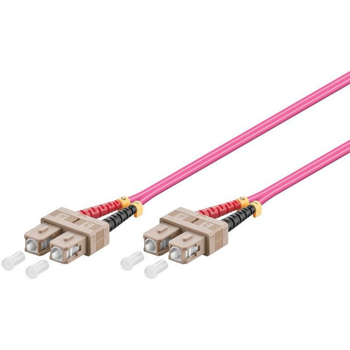 Cablu optic cu fibra, MicroConnect, SC/UPC-SC/UPC, 2 m, Roz