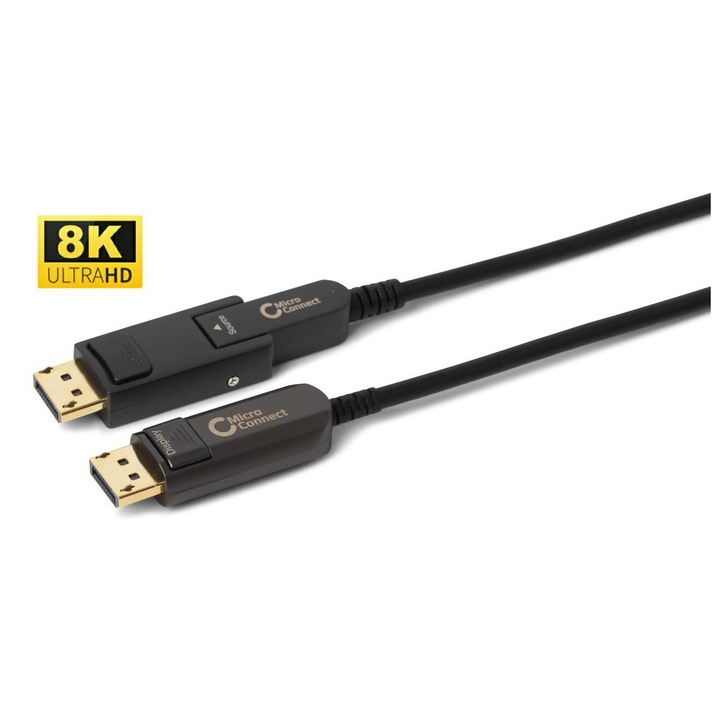 Кабел, MicroConnect, Premium Optic Mini, DP - DP, поддръжка на 8K, 60Hz, 32,4 Gbps, 50 m