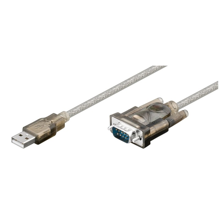 Adaptor USB 2.0 la Serial DB9 MM, Argintiu/Gri, 1.5 m