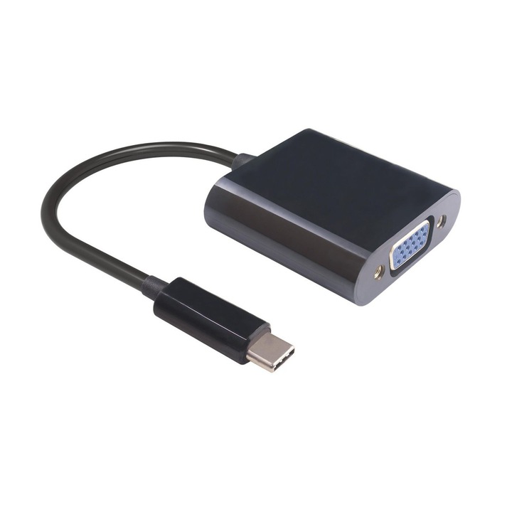 Adaptor USB-C la VGA, MicroConnect, 0.2 m, Negru