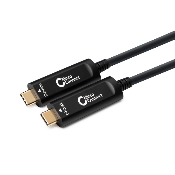 Cablu USB-C, MicroConnect, 10 m, 5 V, 900 mA, Negru