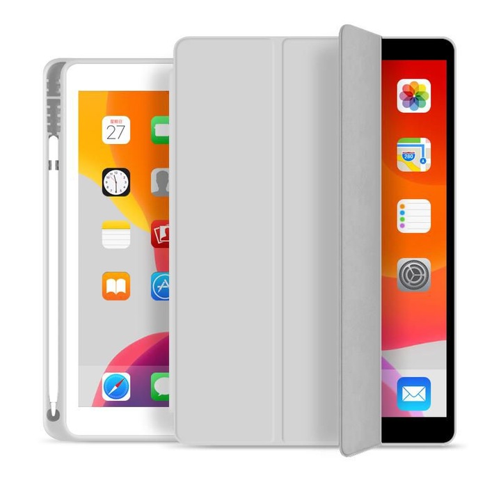 Калъф, eSTUFF, SEATTLE, светло сив, за iPad 9.7 и молив