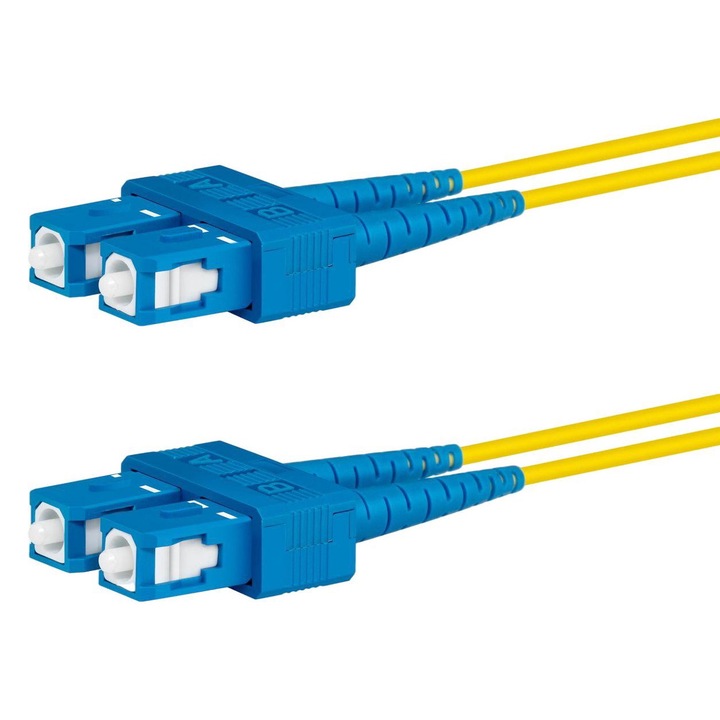 Cablu fibra optica monomod duplex, Lanview, 2 x SC, OS2, 5m, Galben
