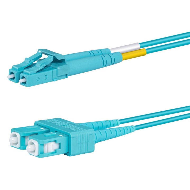 Cablu fibra optica multimod duplex, Lanview, LC/SC, 50/125, 1m, Albastru