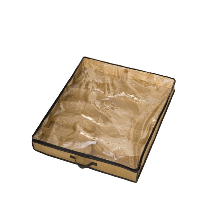 Органайзер за обувки, съхранение на малки места, защита на обувките от прах и влага, кафяв цвят, 12 отделения