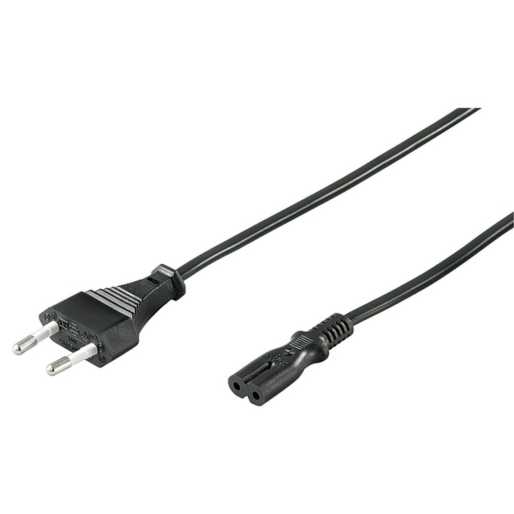 Cablu de alimentare imprimanta, MicroConnect, PVC, CEE 7/16 - C7, 2.5 A, 250 V, 1 m, Negru