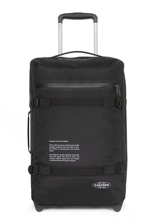 Eastpak, Унисекс куфар на колелца Transit с преден джоб с цип - 42 л, Черен, Бял