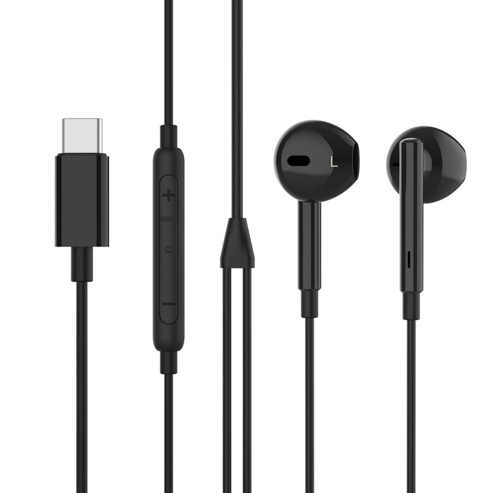 Аудио слушалки за телефон, eStuff, USB-C, 1,2 м, черни