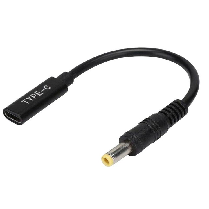 Cablu de conversie, CoreParts, USB-C, 5.5x2.5mm, Negru