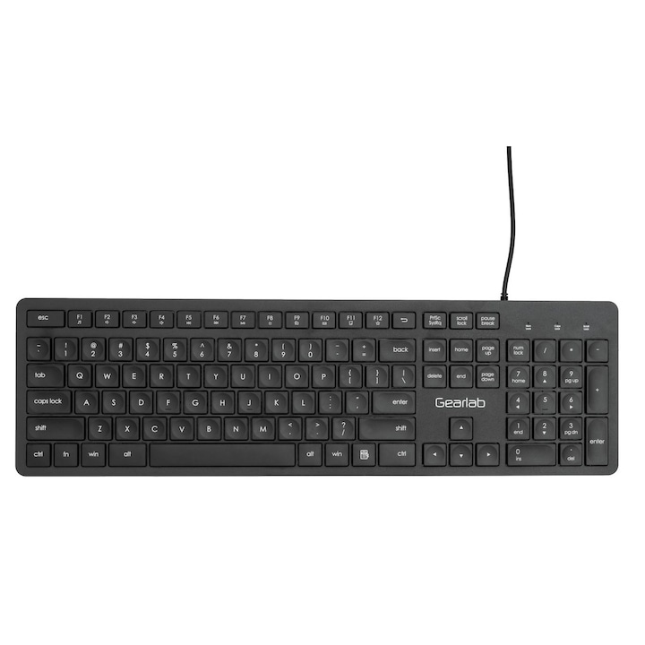 Tastatura DE, Gearlab, USB, Cu fir, Negru