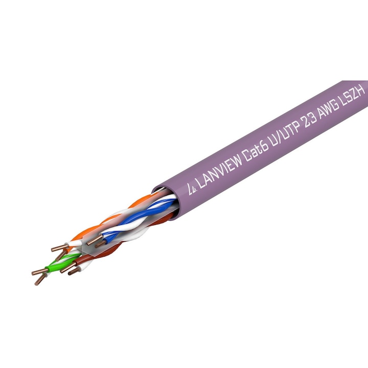 Мрежов кабел, Lanview, Cat6 U-UTP, LSZH, Violet, 305 m