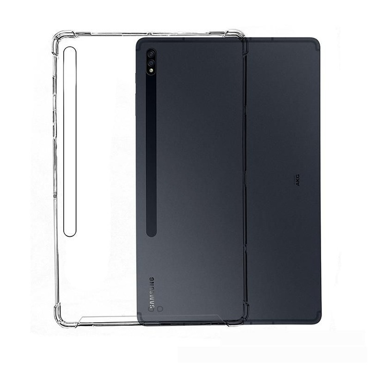 Husa tableta cu protectie pe colt, eSTUFF, Compatibil cu Samsung Galaxy Tab S7/S8, TPU, Transparent