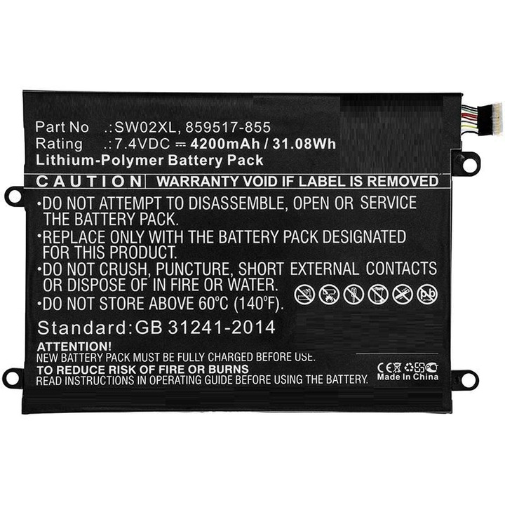 Baterie laptop CoreParts 30Wh 7.4V 4000mAh neagra pentru HP Notebook 10-P018WM, Notebook x2, Notebook X2 10-P010CA