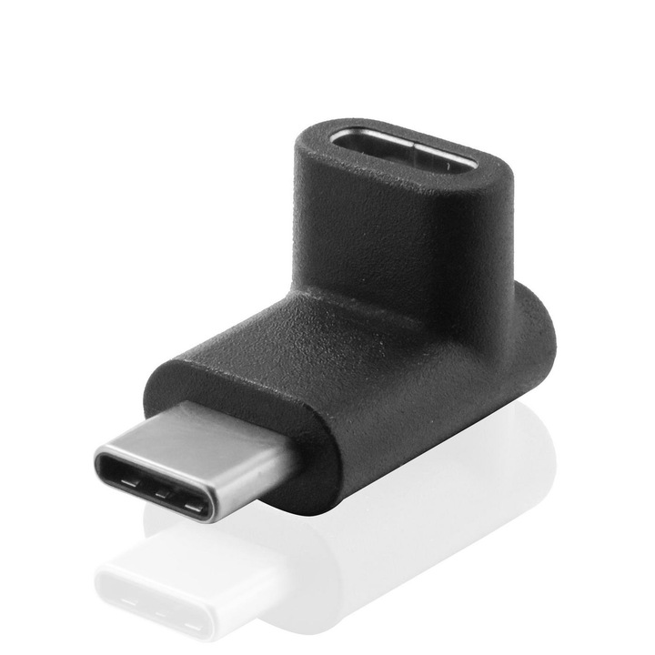 Ъглов адаптер, MicroConnect, USB-C към C 90A°