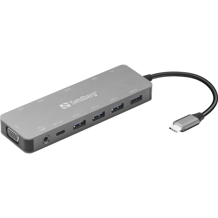 Travel Dock, Sandberg, USB-C, 13-в-1
