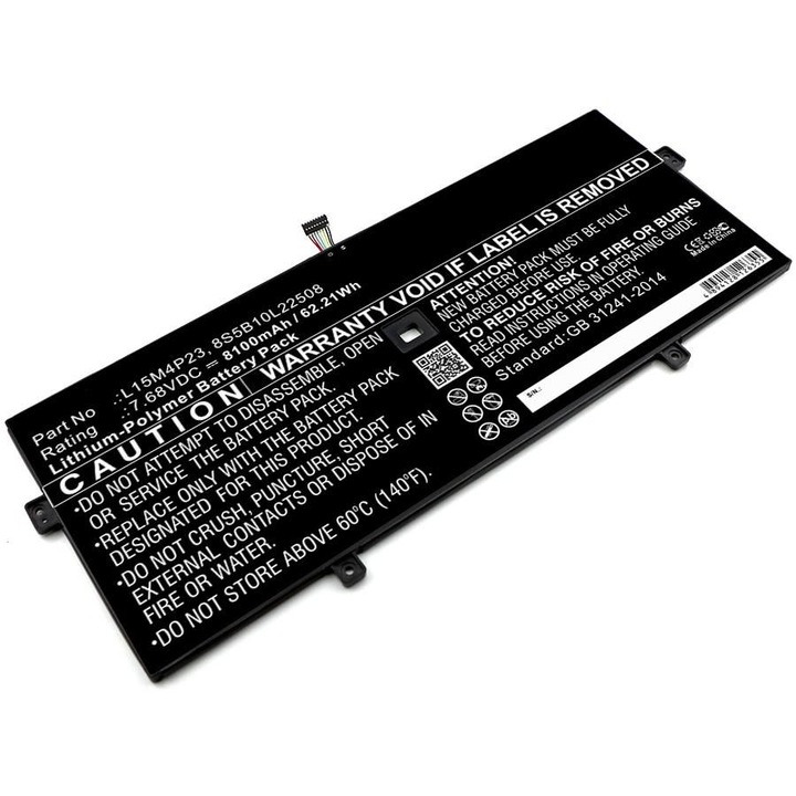 Батерия за лаптоп Lenovo, CoreParts, 62.21Wh, Li-Polymer, 7.68V, 8100mAh, черна