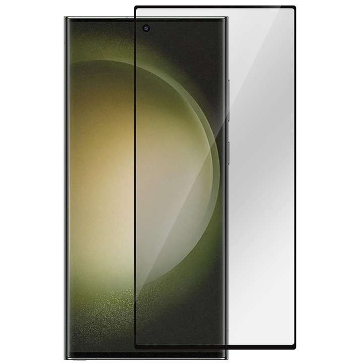 Folie protectie telefon, eSTUFF, Samsung Galaxy S23 Ultra, sticla securizata, neagra