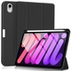 Husa tableta eSTUFF MIAMI pentru iPad Mini 6, piele PU neagra, spate TPU moale, slot pentru creion