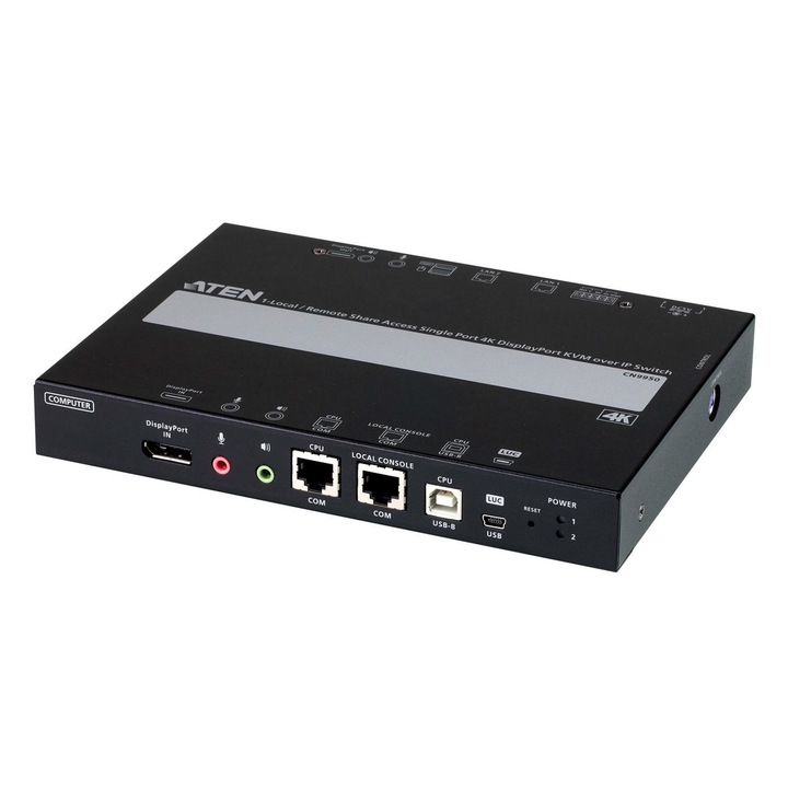 Switch KVM ATEN 1-Port 4K DisplayPort, Acces Local/Remote, Media Virtuala, Redundanta Energie/LAN