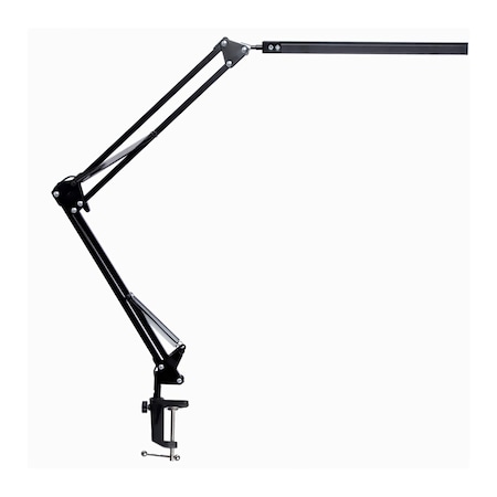 Lampa de birou LED, LittleDomi, Brat Oscilant cu Clema, Inaltime Ajustabila, 3 Moduri de Iluminare, 10 Trepte de Intesitate, Memorie, Protectie Ochi, 160 Led-uri 1300lm, 6500K, pentru Arhitect, Banc de Lucru, Citire, Relaxare, Negru